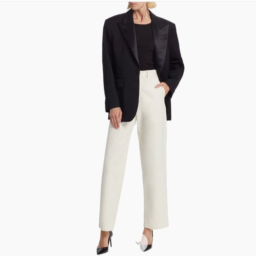 Nili Lotan Tuxedo Blazer Single Button Satin in Black Sz 4 - Picture 2 of 7